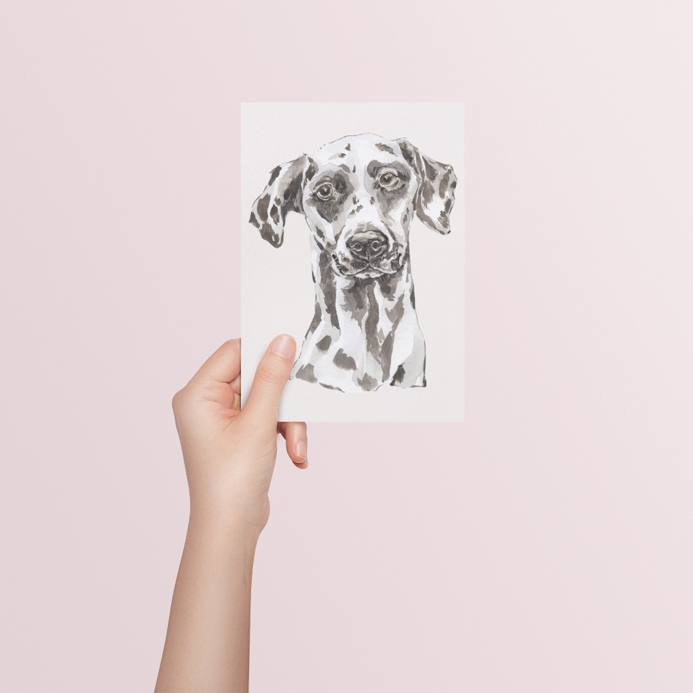 Watercolor Dalmatian Black Dog Wall Art Illustration Print Poster Card Unframed - Picture 5 of 7